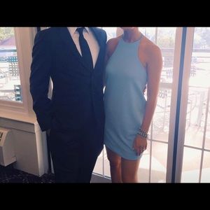 Powder Blue High Neck Cocktail Dress